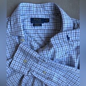 Ralph Lauren Blue and White Plaid Men's Shirt